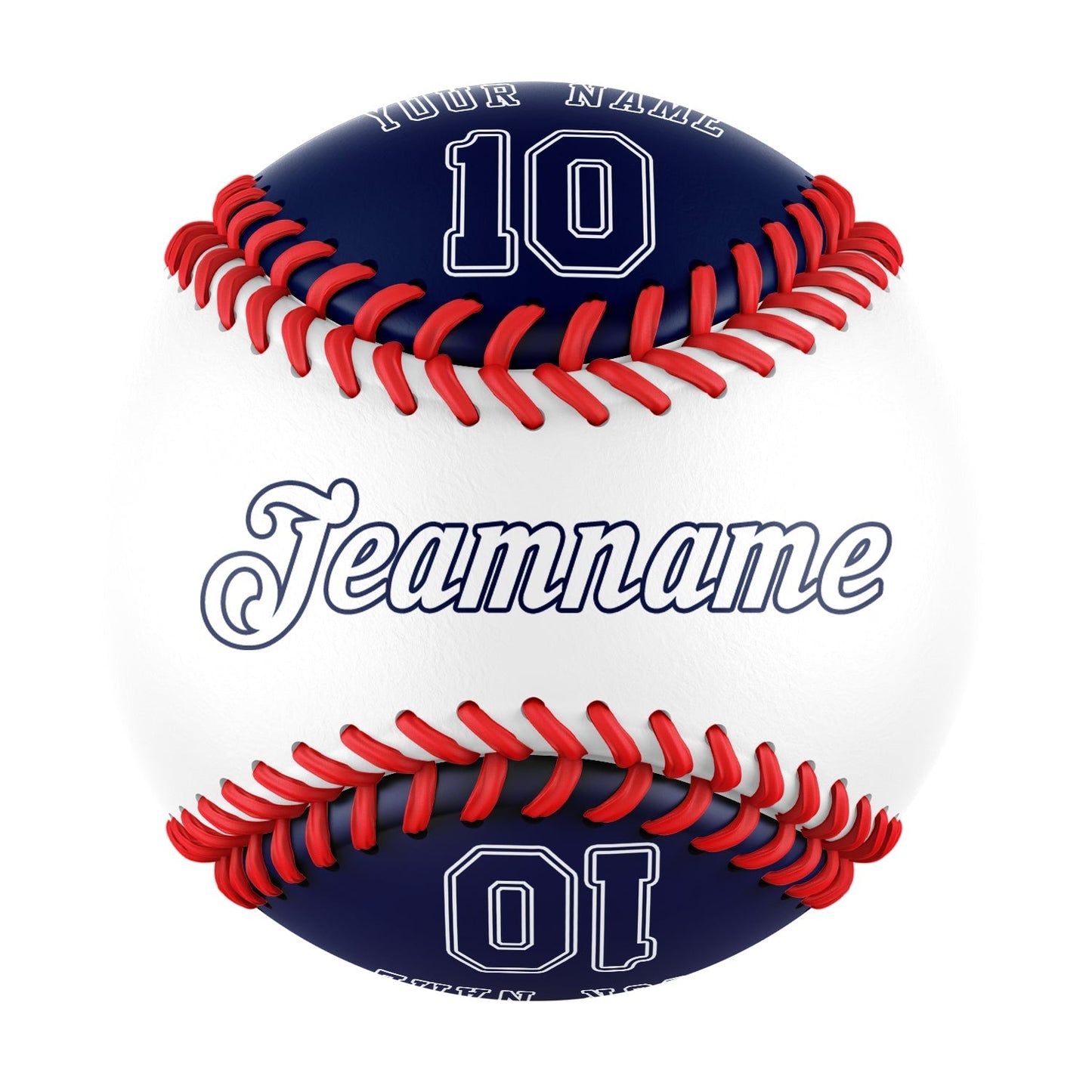 Personalized White Navy Half Leather Navy Authentic Baseballs