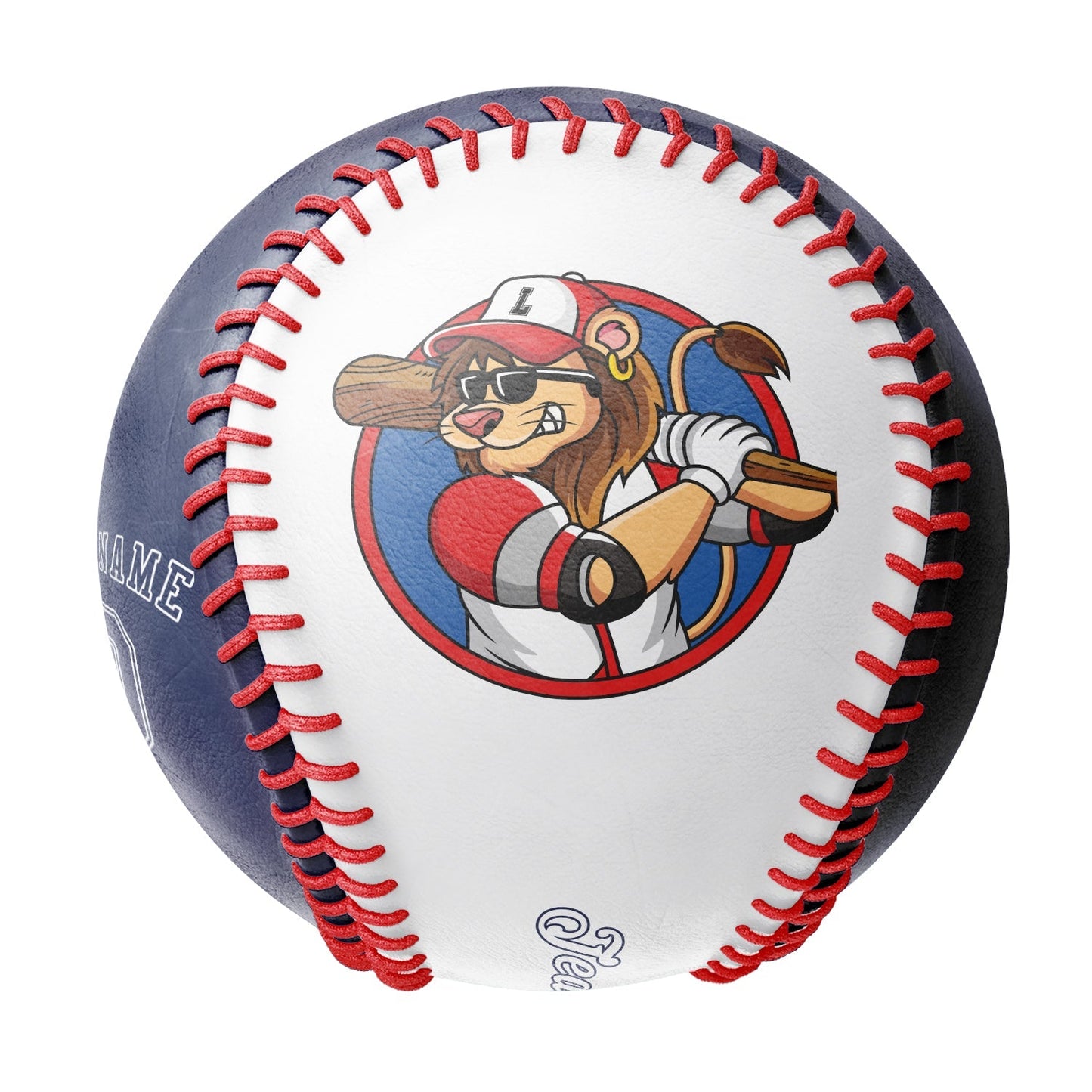 Personalized White Navy Half Leather Navy Authentic Baseballs