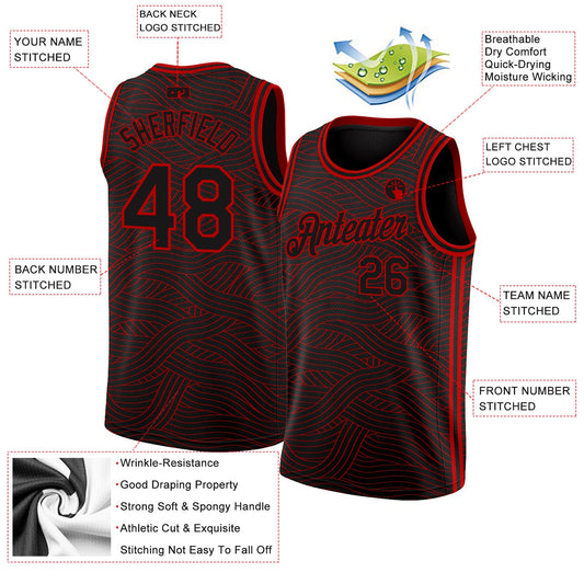 Custom Black Red Authentic City Edition Basketball Jersey