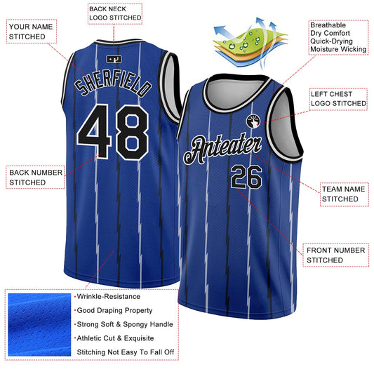 Custom Royal Black-White Lines Authentic City Edition Basketball Jersey