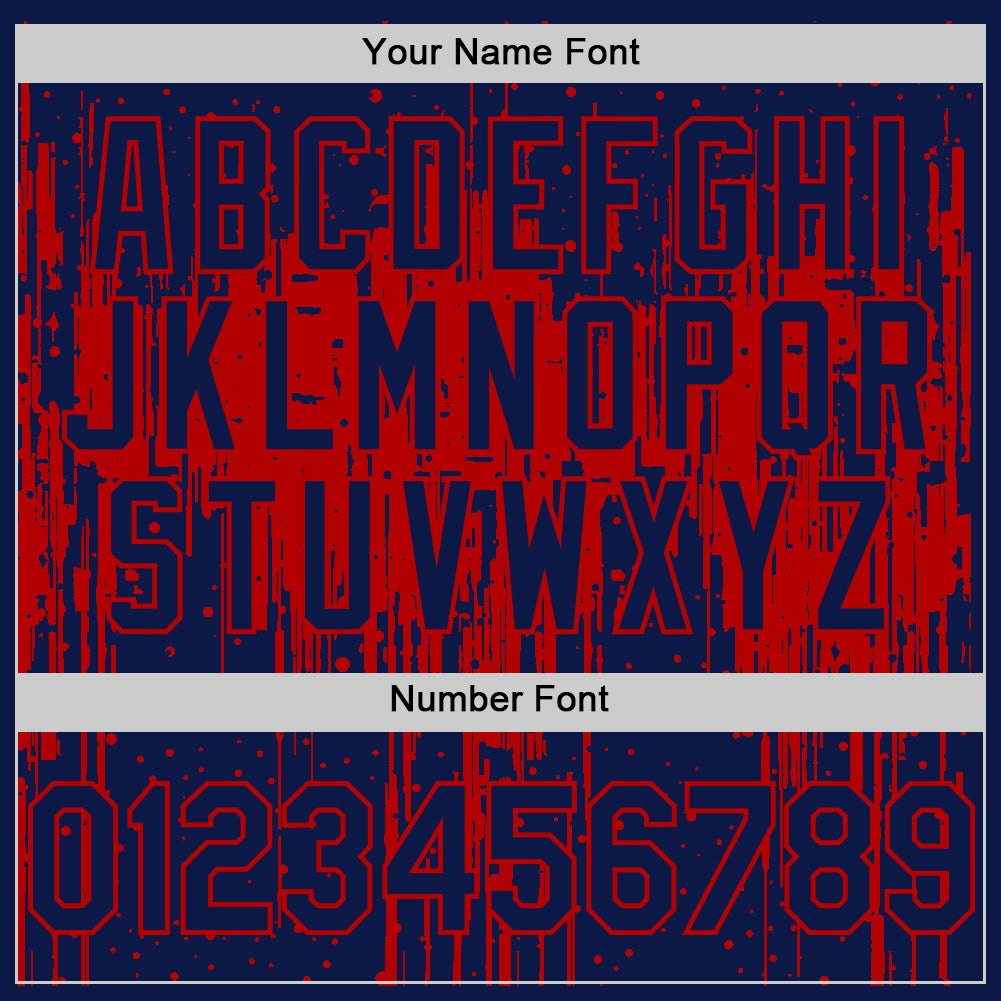 Custom Navy Red 3D Pattern Design Dripping Splatter Art Authentic Baseball Jersey