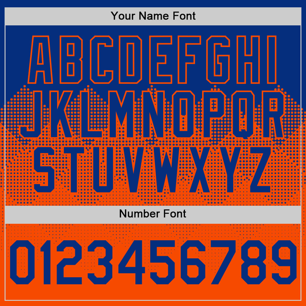 Custom Royal Orange 3D Pattern Design Gradient Square Shapes Authentic Baseball Jersey