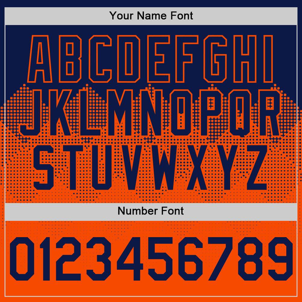 Custom Navy Orange 3D Pattern Design Gradient Square Shapes Authentic Baseball Jersey