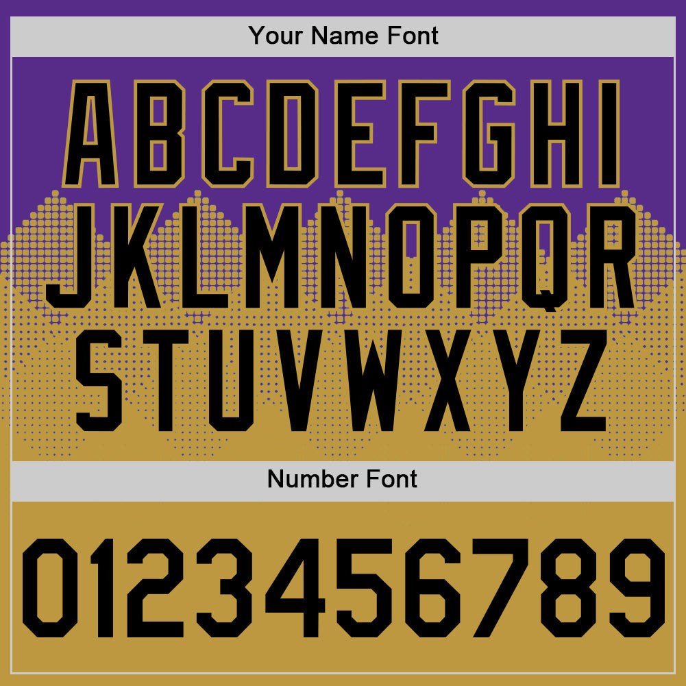 Custom Purple Black-Old Gold 3D Pattern Design Gradient Square Shapes Authentic Baseball Jersey