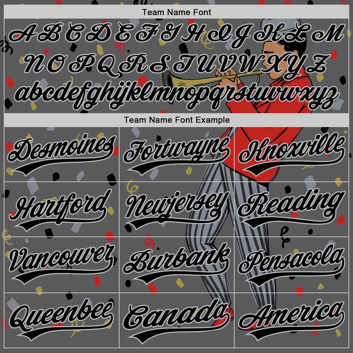 Custom Steel Gray Black-Gray 3D Pattern Jazz Music Authentic Baseball Jersey