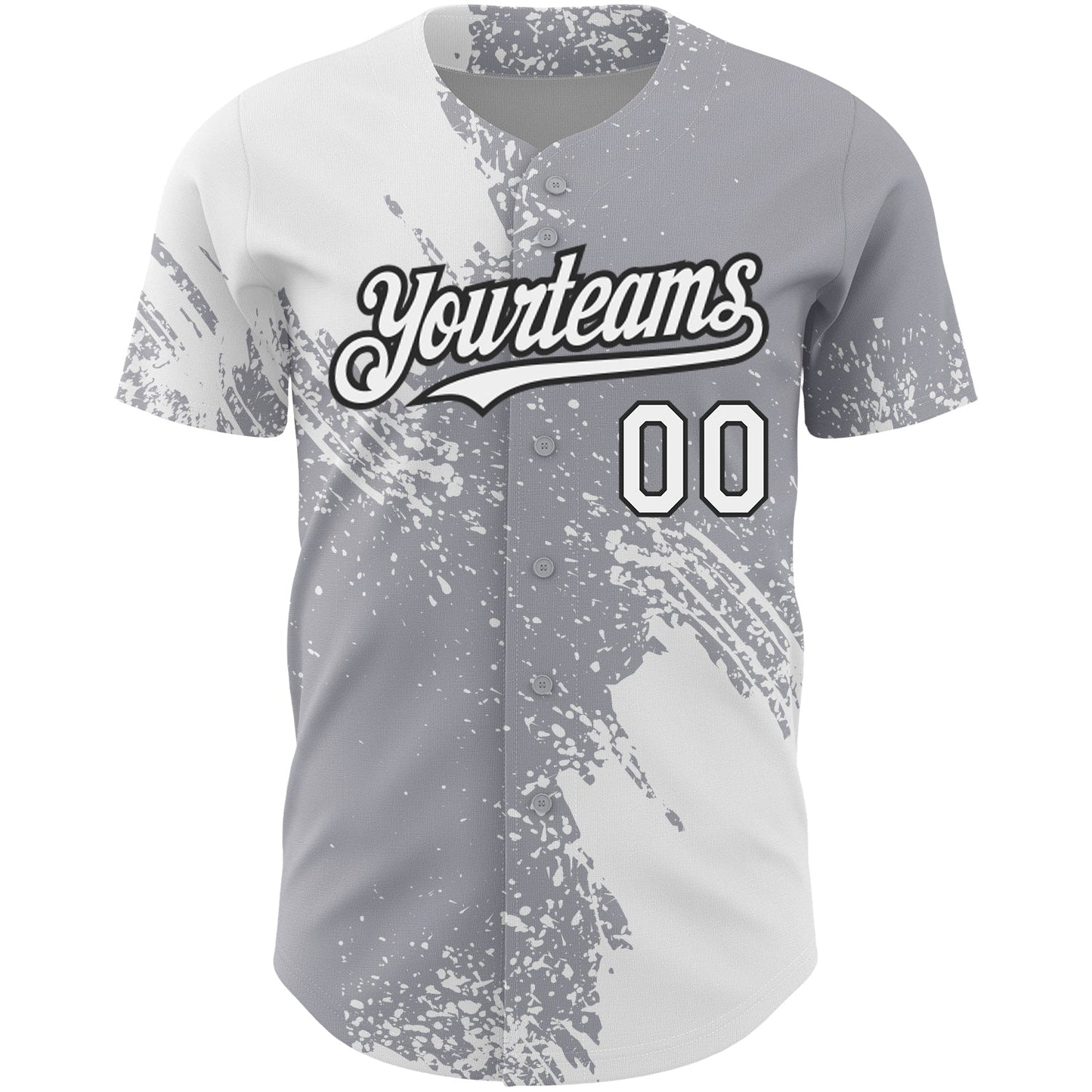 Custom Gray White-Black 3D Pattern Design Abstract Brush Stroke Authentic Baseball Jersey