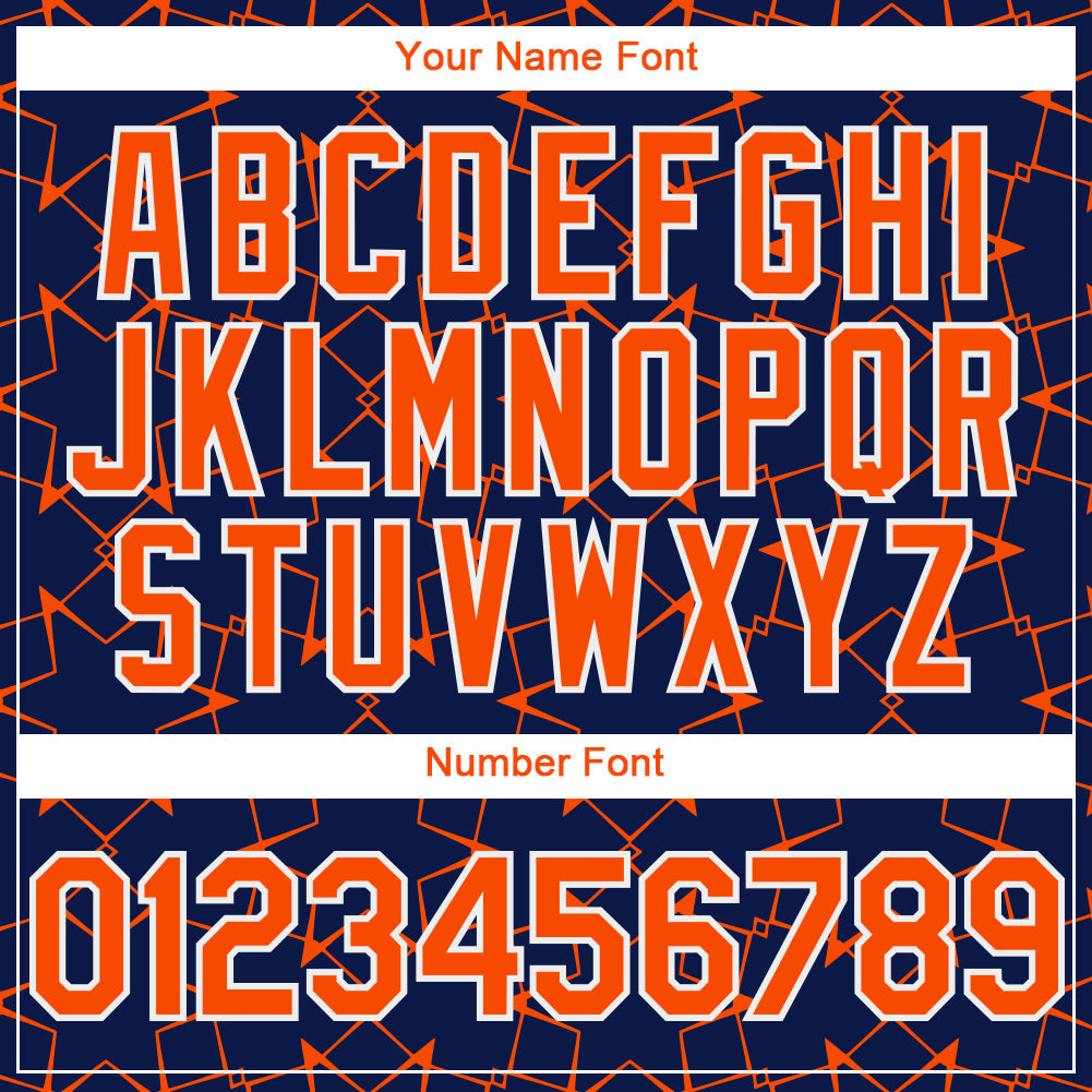 Custom Navy Orange-White 3D Pattern Design Star Lines Authentic Baseball Jersey