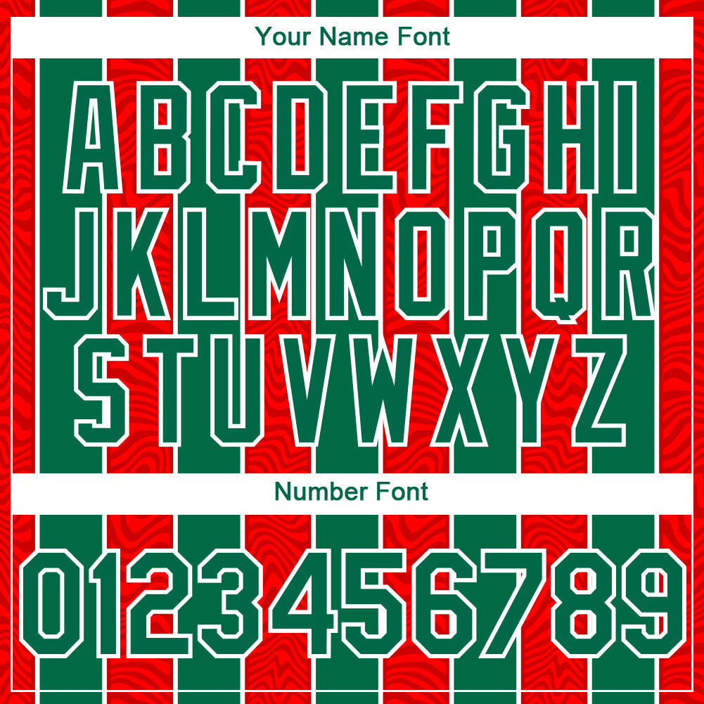 Custom Red Kelly Green-White 3D Pattern Design Stripe Authentic Baseball Jersey