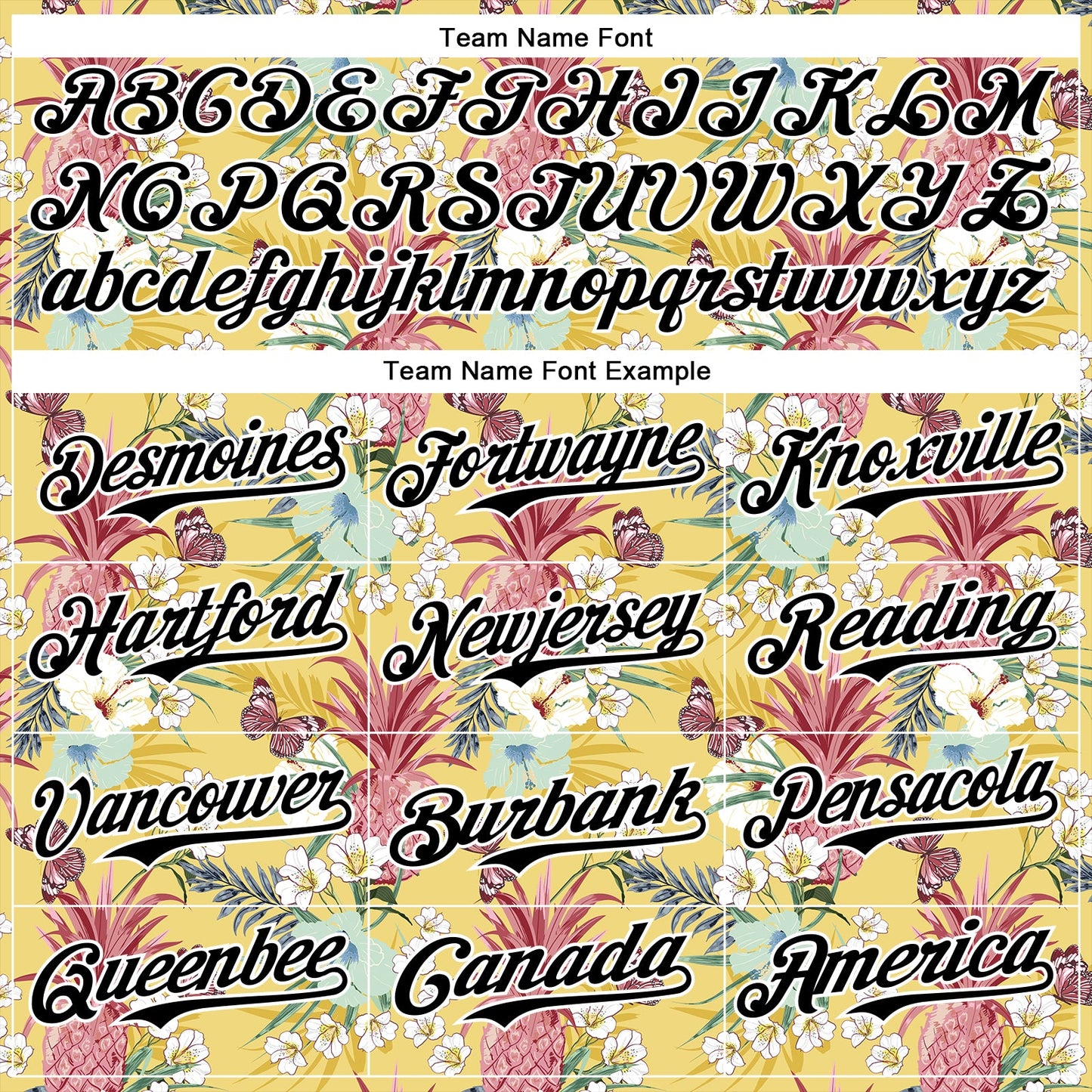 Custom Yellow Black-White 3D Hawaii Tropical Leaves Flower Pineapple Authentic Baseball Jersey