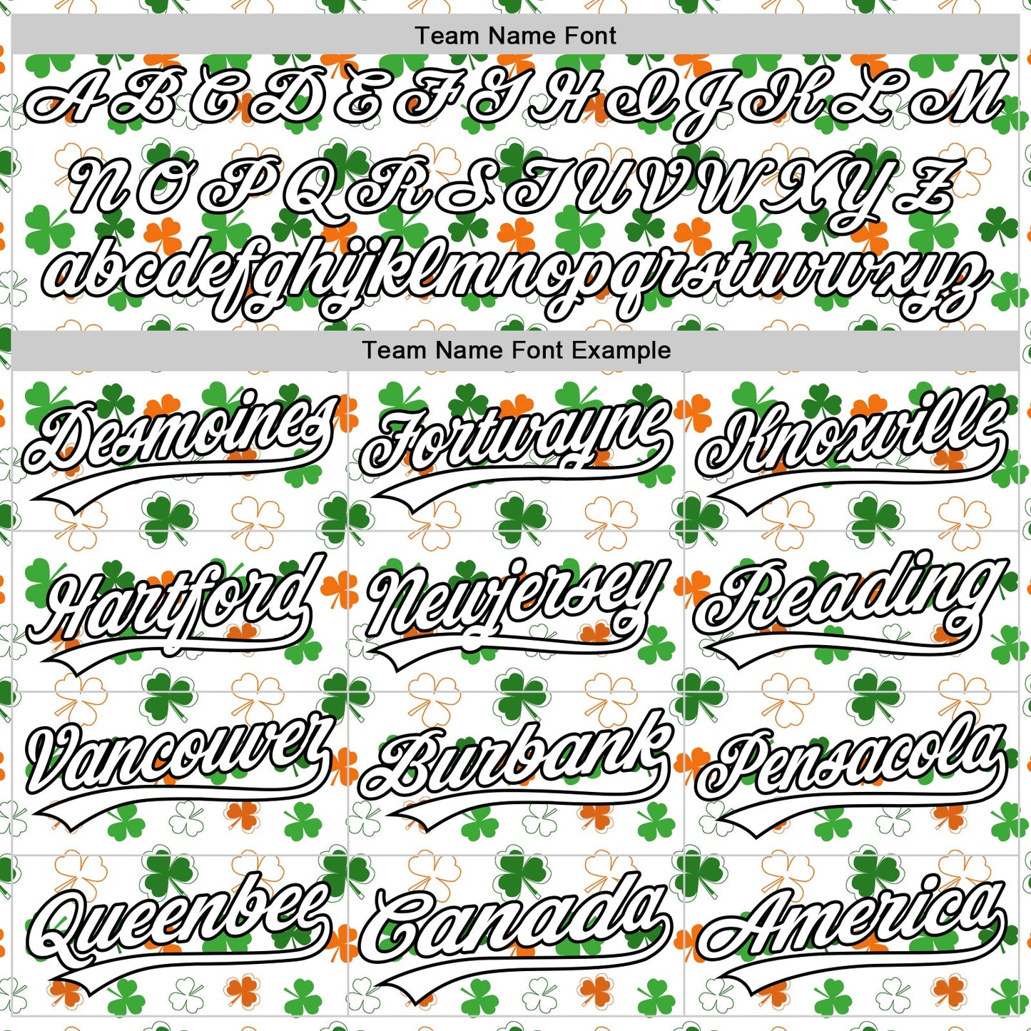 Custom White Black Green-Bay Orange 3D St. Patrick's Day Shamrock Authentic Baseball Jersey