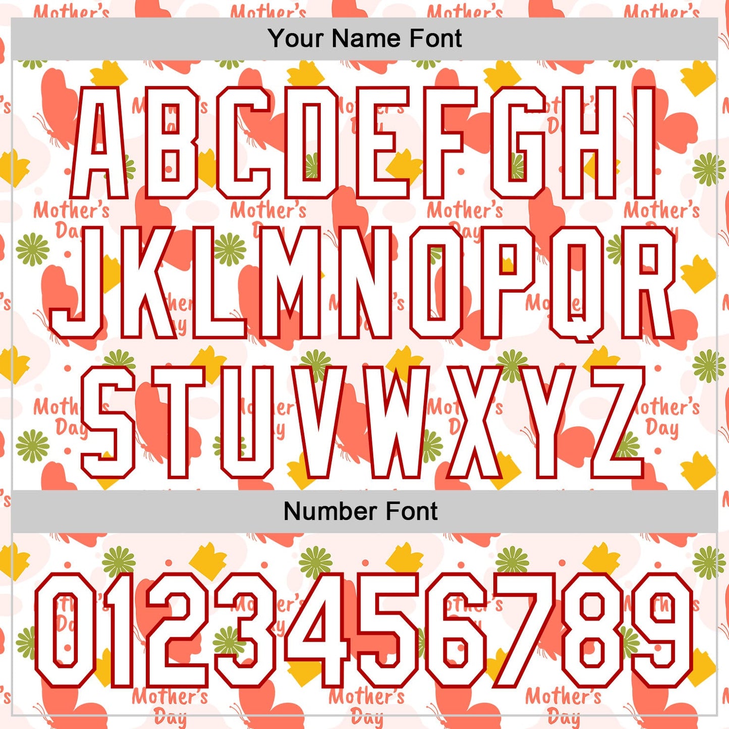 Custom White Red 3D Pattern Design Mother's Day Love Authentic Baseball Jersey