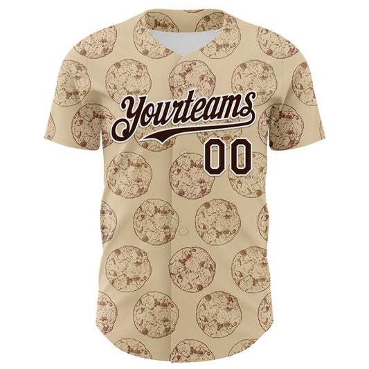 Custom City Cream Brown-White 3D Pattern Design Foodie Food Snack Chocolate Cookie Authentic Baseball Jersey