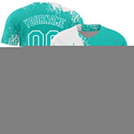Custom White Aqua 3D Pattern Design Abstract Brush Stroke Authentic Baseball Jersey