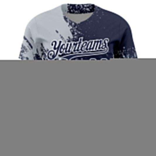 Custom Silver Navy-White 3D Pattern Design Abstract Brush Stroke Authentic Baseball Jersey