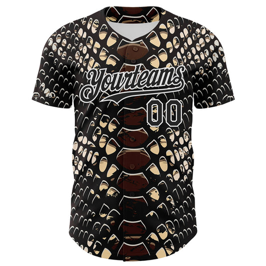 Custom Black White 3D Pattern Design Rave Psychedelic Snakeskin Authentic Baseball Jersey