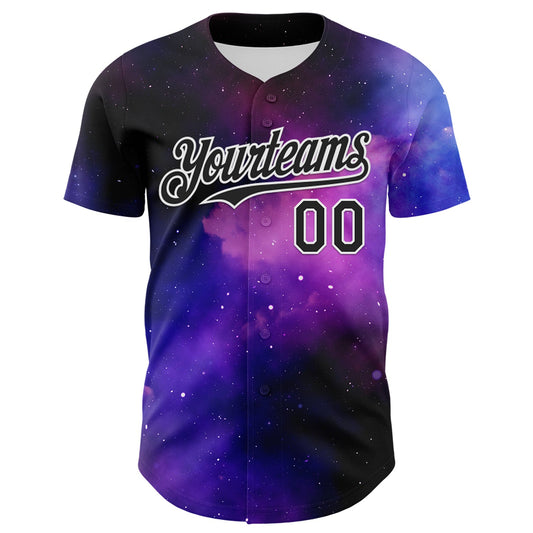 Custom Black White 3D Pattern Design Rave Psychedelic Space Galaxy Star Authentic Baseball Jersey