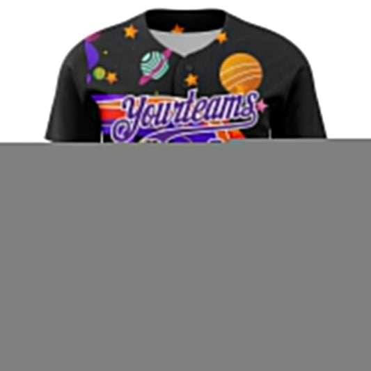 Custom Black Purple-White 3D Pattern Design Space Galaxy Star Authentic Baseball Jersey