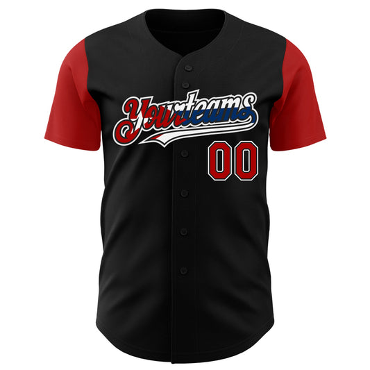 Custom Black Red White-Cuban Flag 3D Cuba Authentic Baseball Jersey