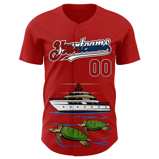 Custom Red Black White-Cuban Flag 3D Cuba Authentic Baseball Jersey