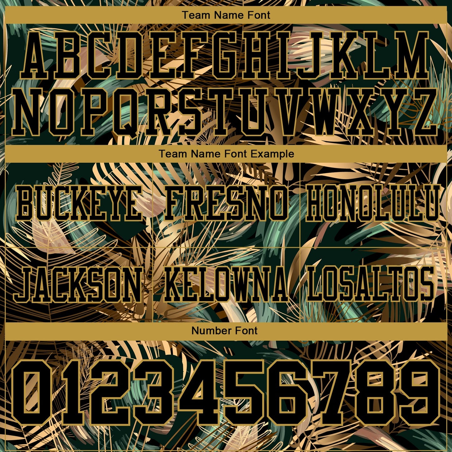 Custom Black Old Gold 3D Pattern Tropical Hawaii Jungle Leaves Mesh Authentic Football Jersey