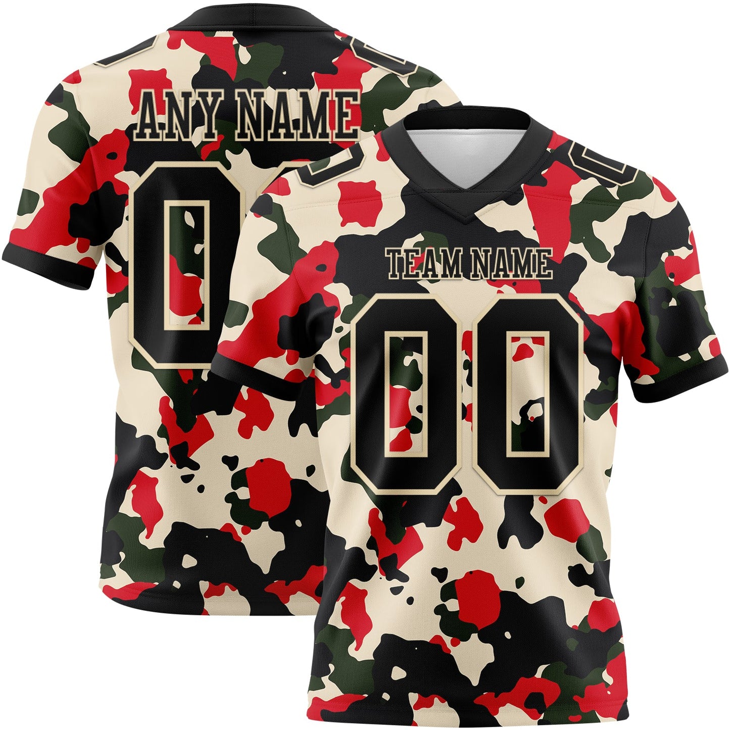 Custom Camo Black-Cream 3D Pattern Salute To Service Mesh Authentic Football Jersey