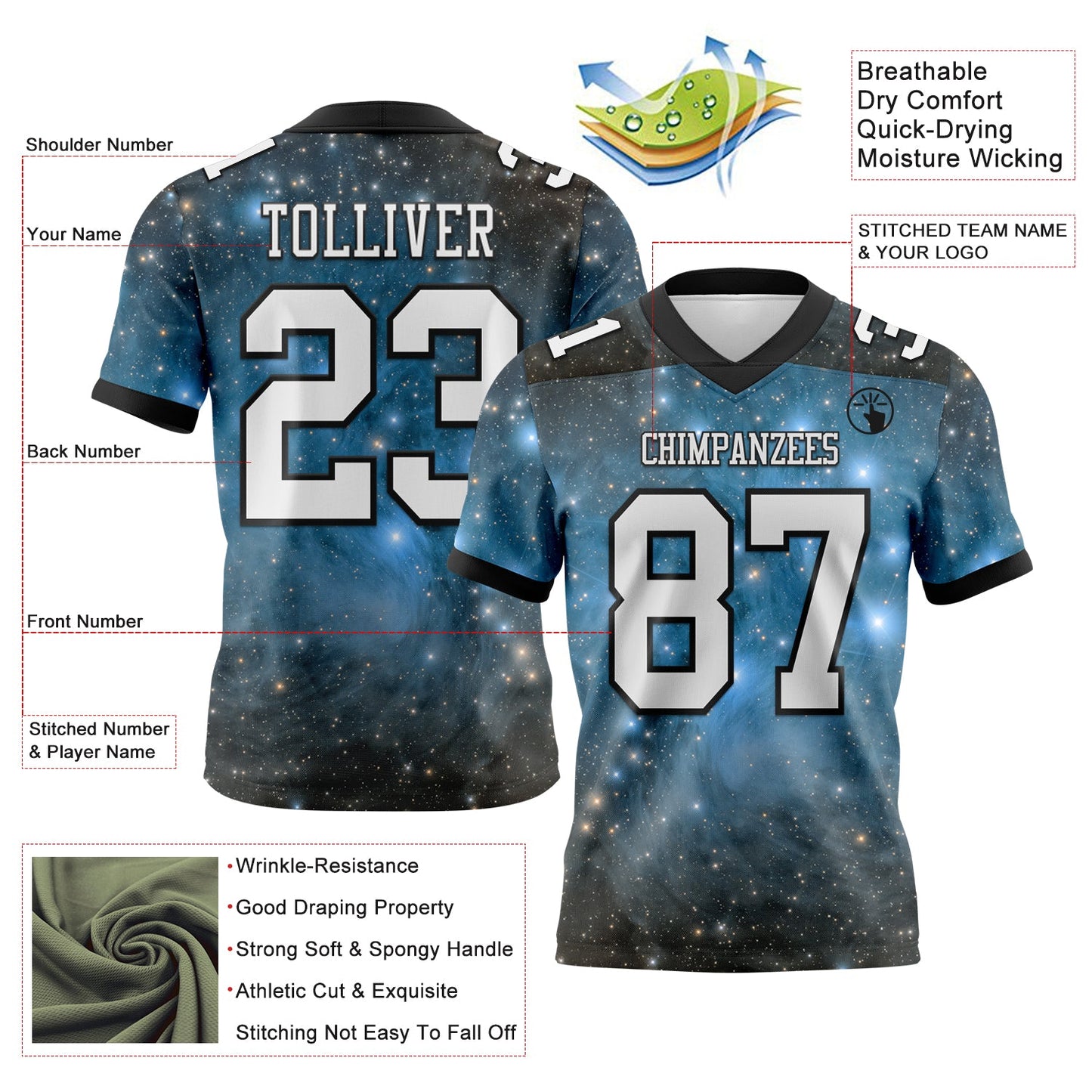 Custom Tie Dye White-Black 3D Pattern Abstract Trendy Holographic Vaporwave Style Mesh Authentic Football Jersey