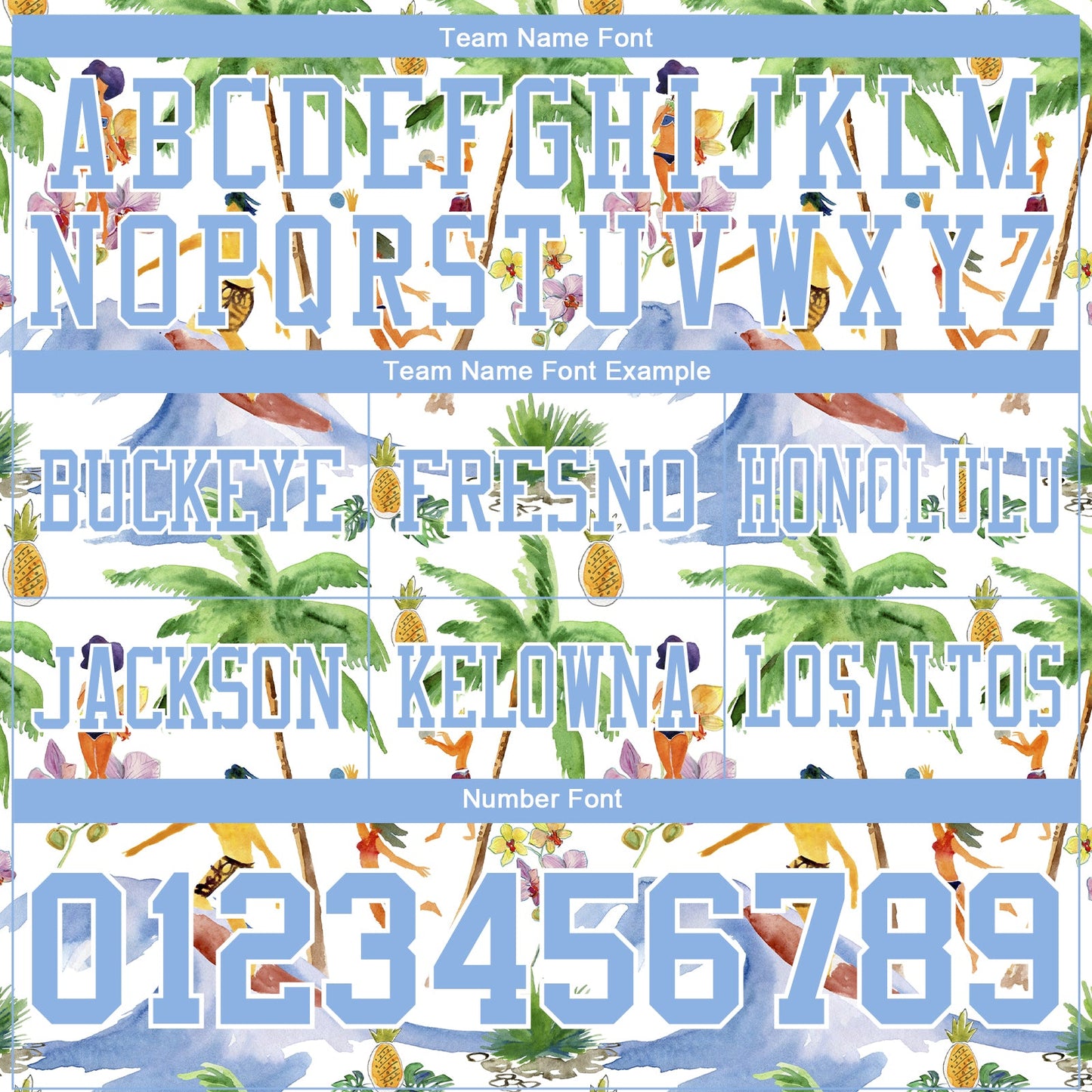 Custom White Light Blue 3D Pattern Beach Hawaii Palm Trees Mesh Authentic Football Jersey