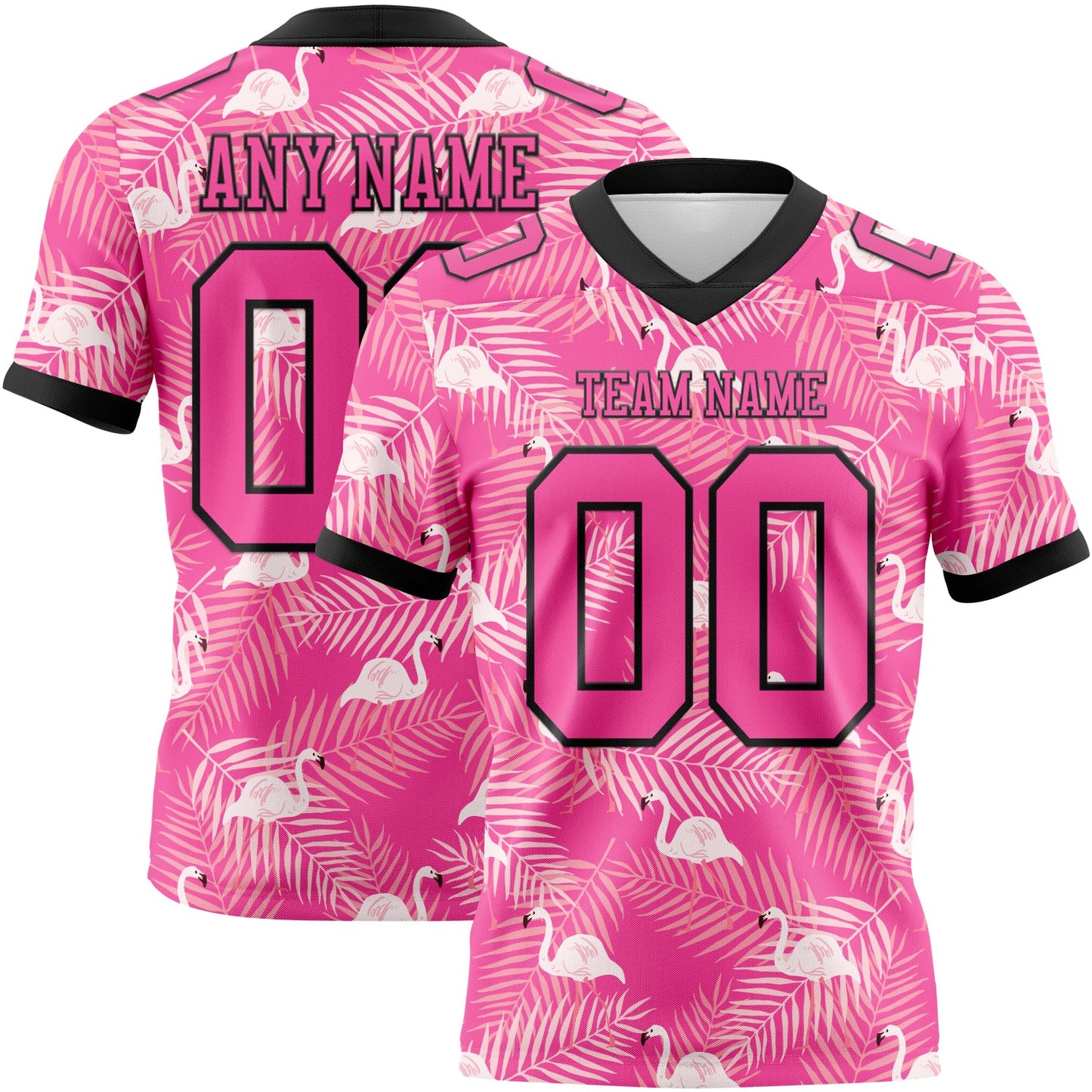 Custom Pink Black 3D Pattern Flamingo Mesh Authentic Football Jersey