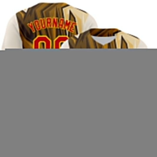 Custom Brown Red-Yellow 3D Pattern Design Burner Costumes Desert Authentic Baseball Jersey