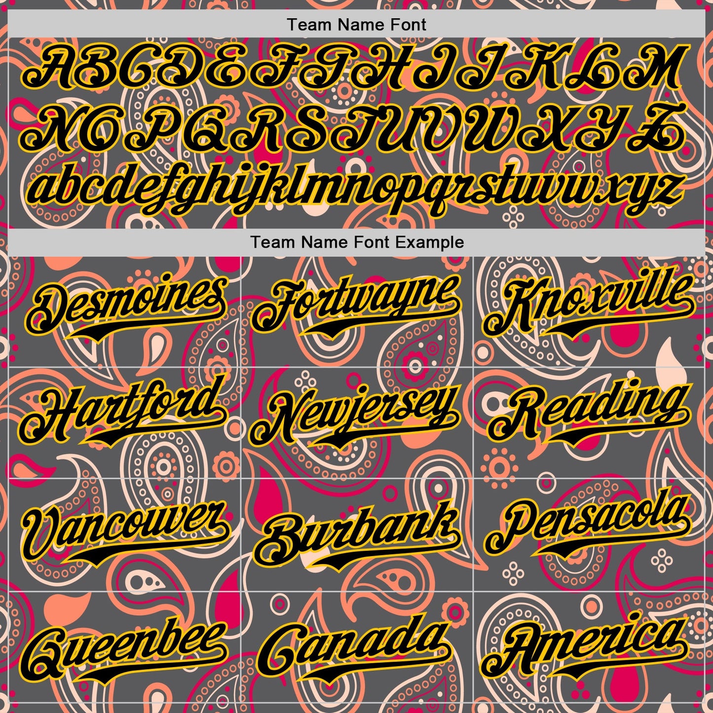 Custom Steel Gray Black-Yellow 3D Pattern Design Burner Costumes Paisley Bandana Authentic Baseball Jersey