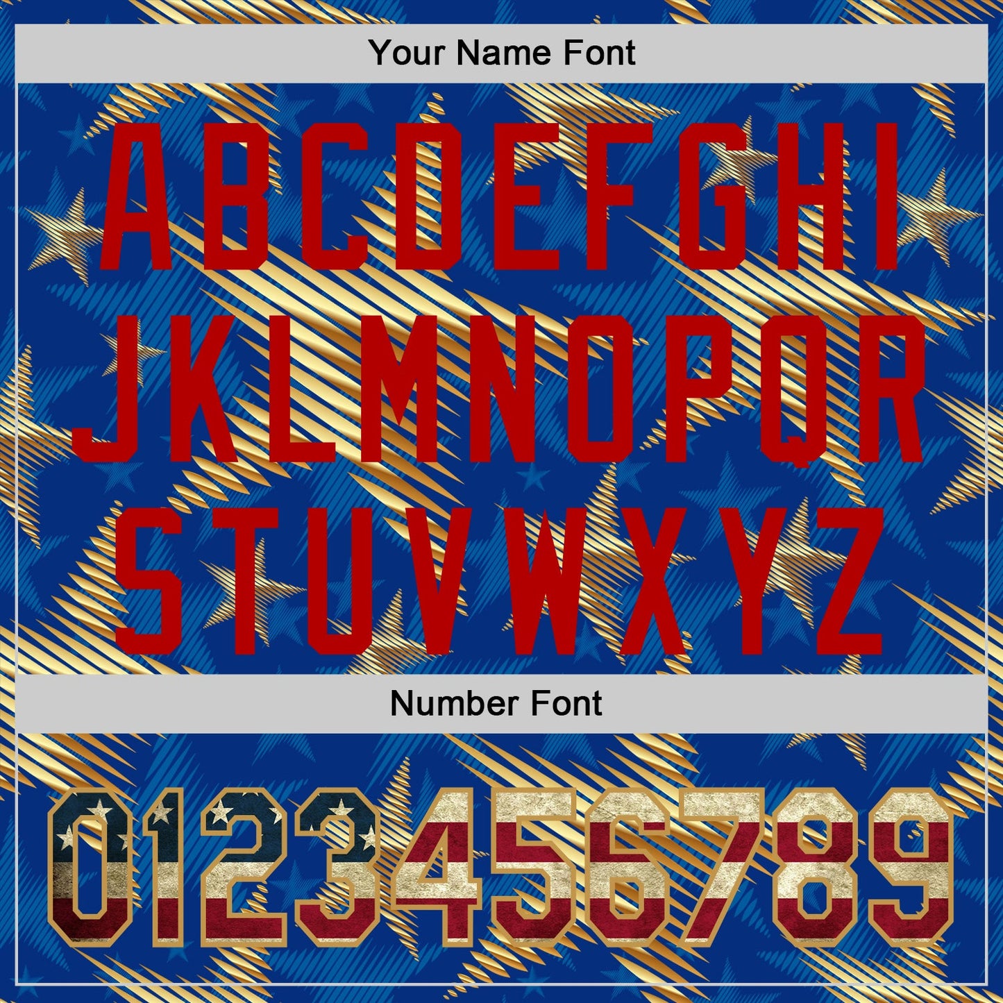 Custom Royal Vintage USA Flag Old Gold-Red 3D American Flag America-Inspired Stars Authentic Baseball Jersey