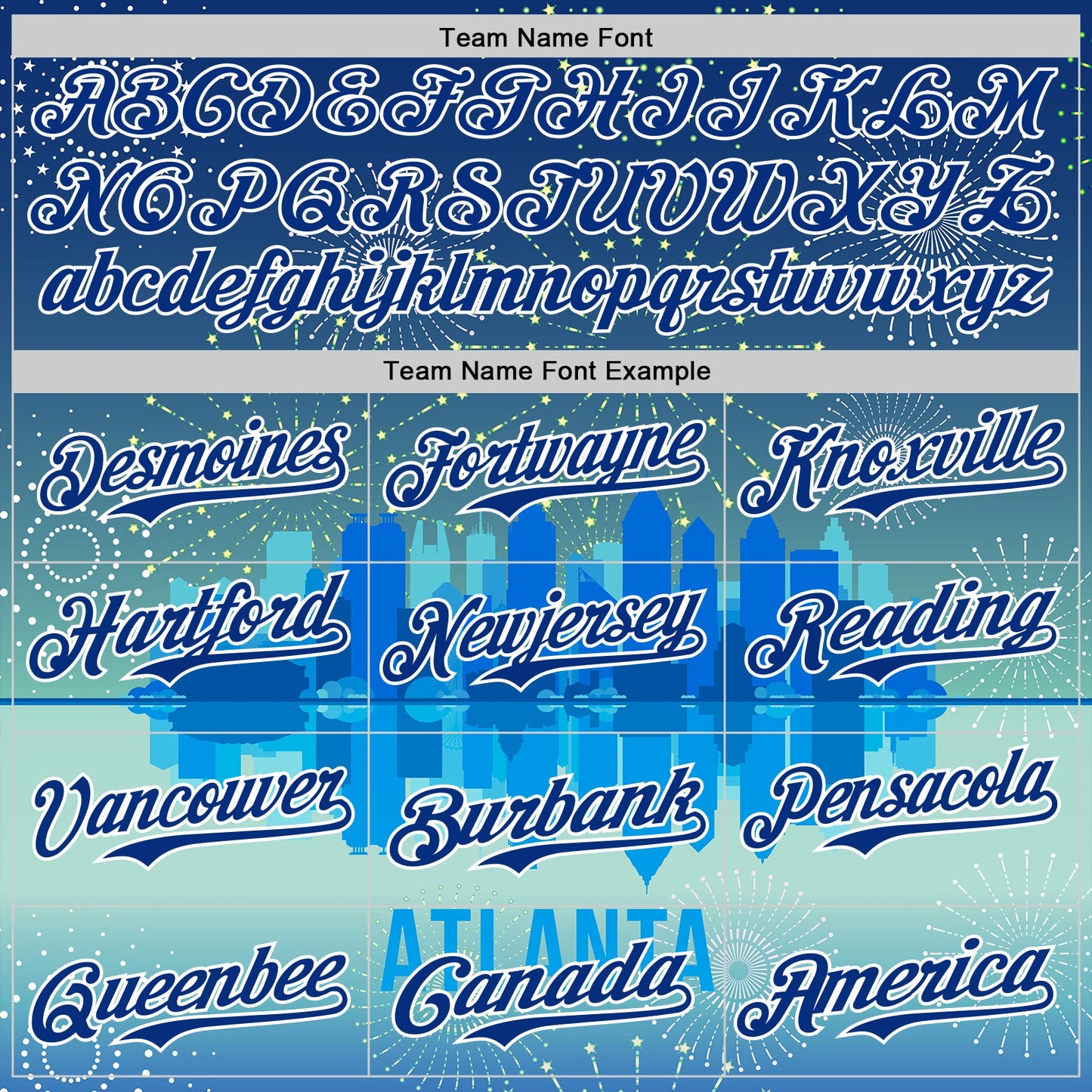 Custom Blue Royal-White 3D Pattern Design Atlanta Cityscape Fireworks Authentic Baseball Jersey
