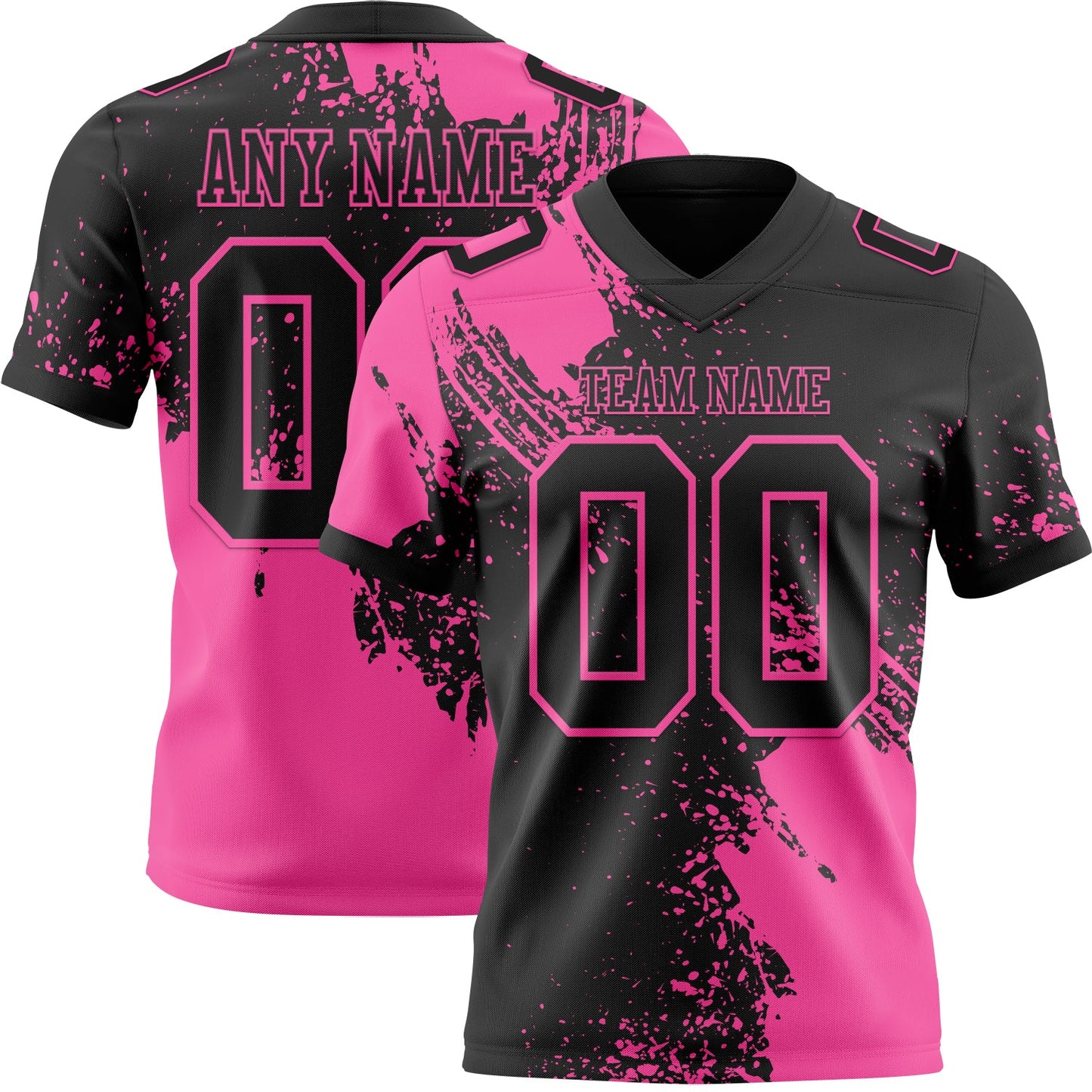 Custom Black Pink 3D Pattern Abstract Brush Stroke Mesh Authentic Football Jersey