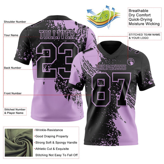 Custom Black Light Purple 3D Pattern Abstract Brush Stroke Mesh Authentic Football Jersey