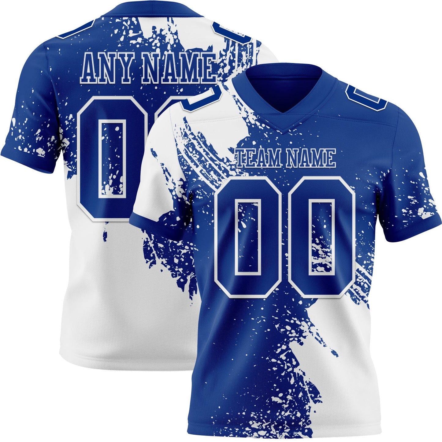 Custom Royal White 3D Pattern Abstract Brush Stroke Mesh Authentic Football Jersey
