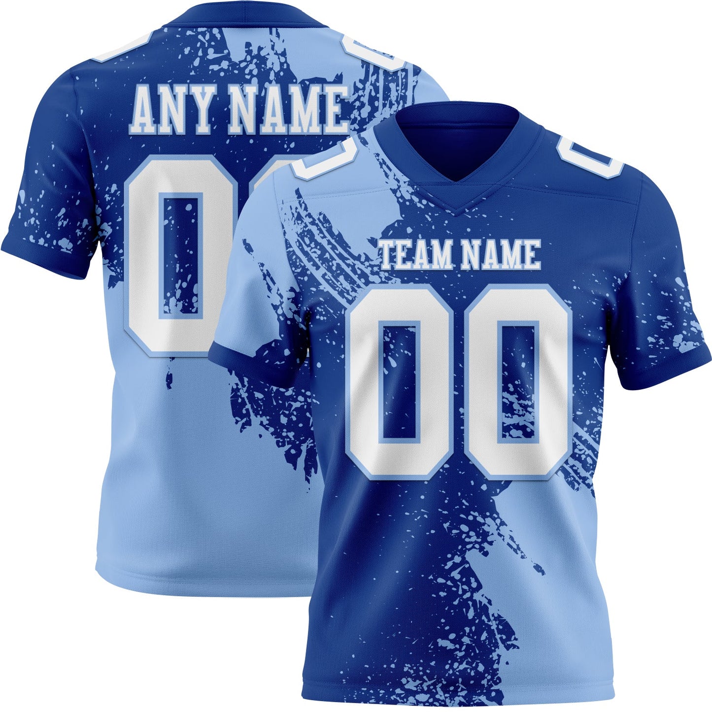 Custom Royal White-Light Blue 3D Pattern Abstract Brush Stroke Mesh Authentic Football Jersey