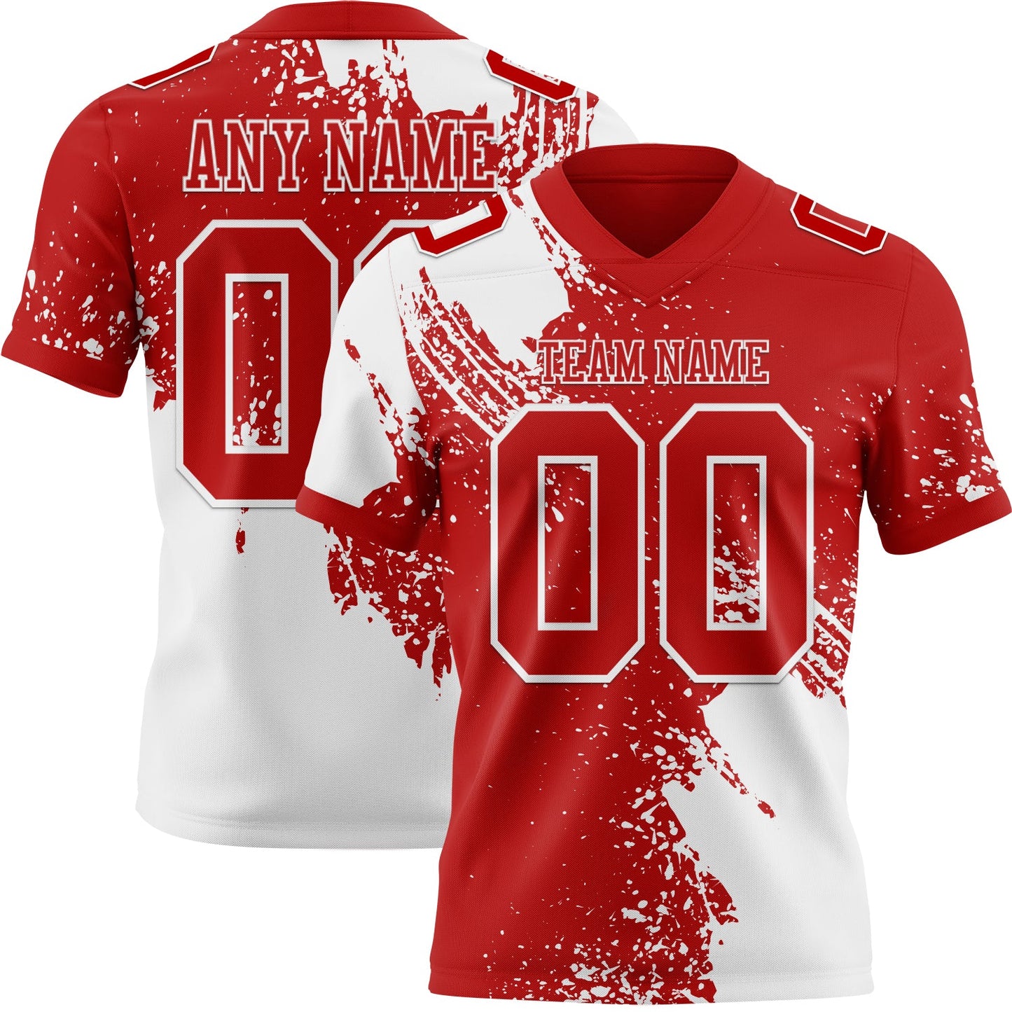 Custom Red White 3D Pattern Abstract Brush Stroke Mesh Authentic Football Jersey