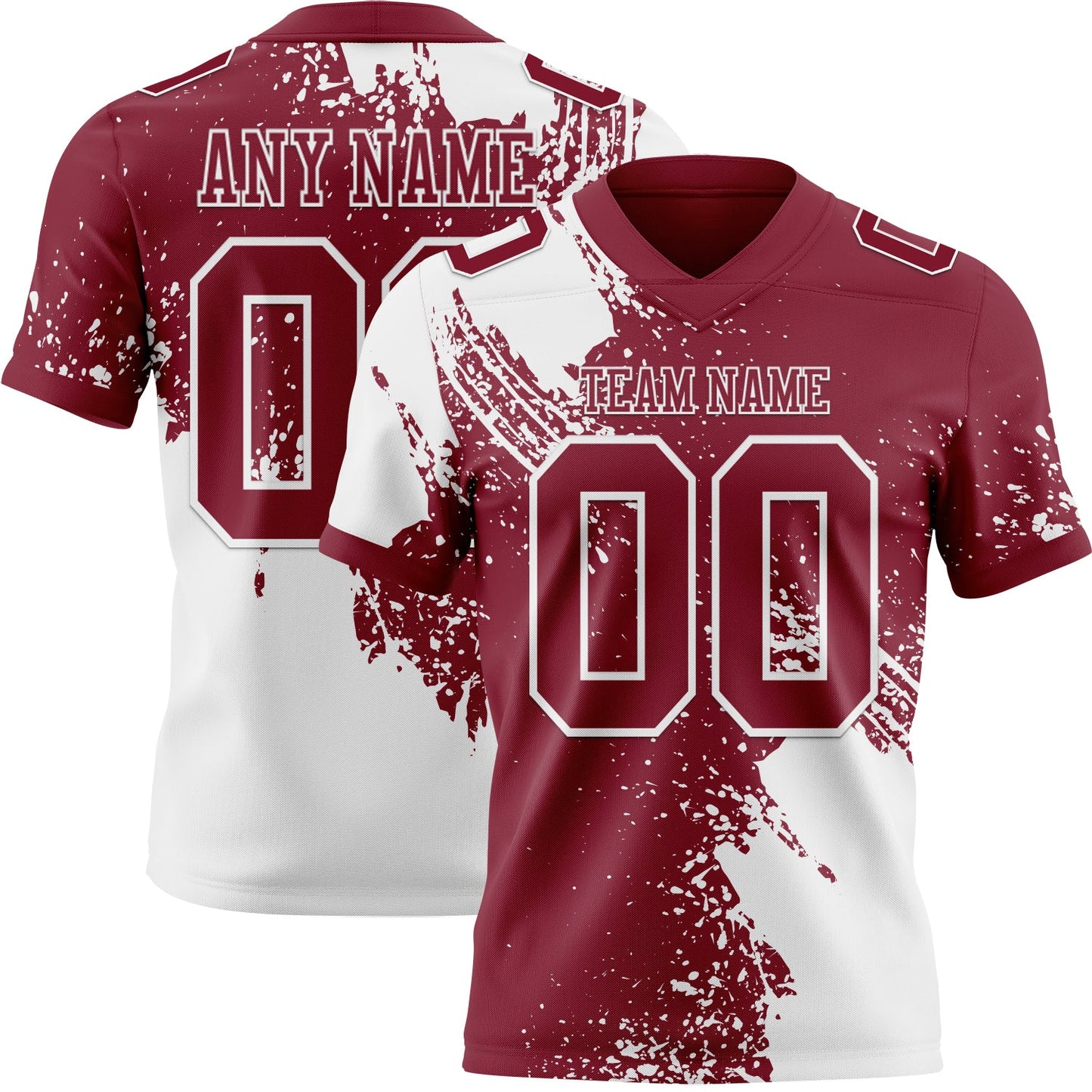 Custom Crimson White 3D Pattern Abstract Brush Stroke Mesh Authentic Football Jersey