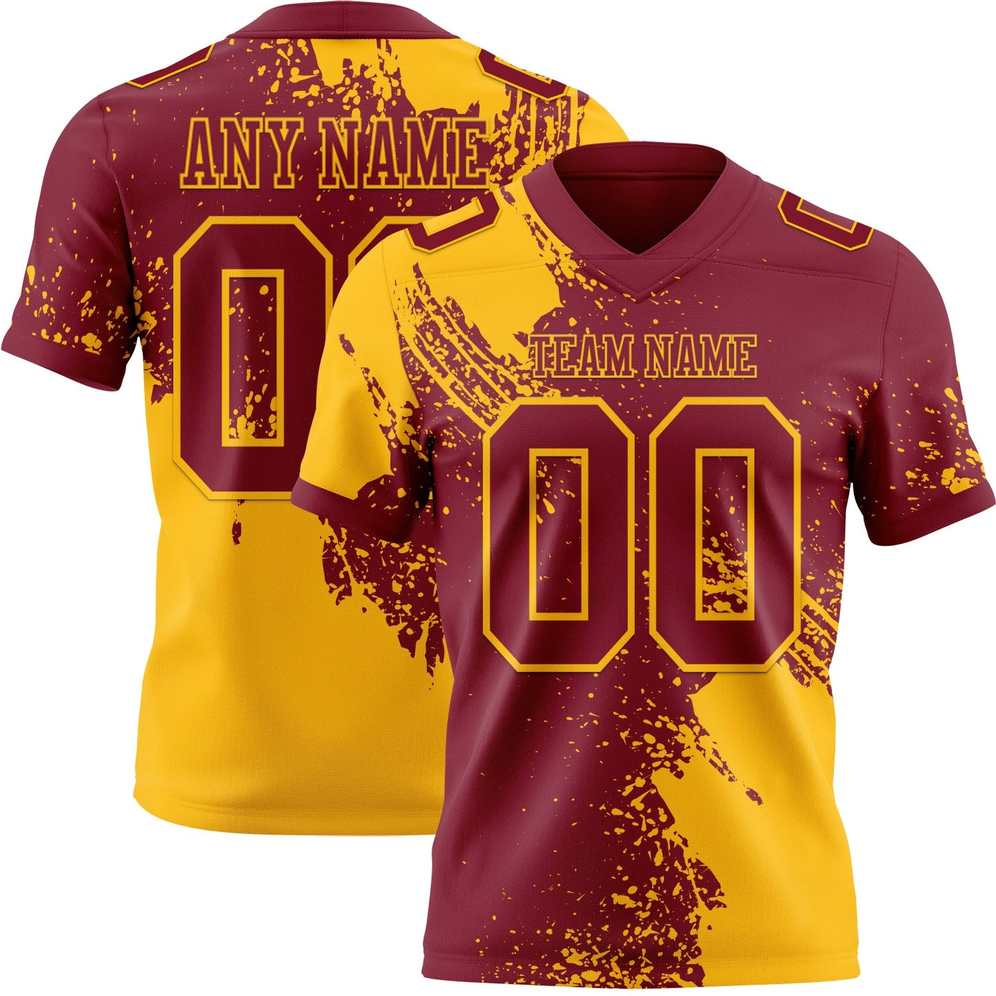 Custom Crimson Gold 3D Pattern Abstract Brush Stroke Mesh Authentic Football Jersey