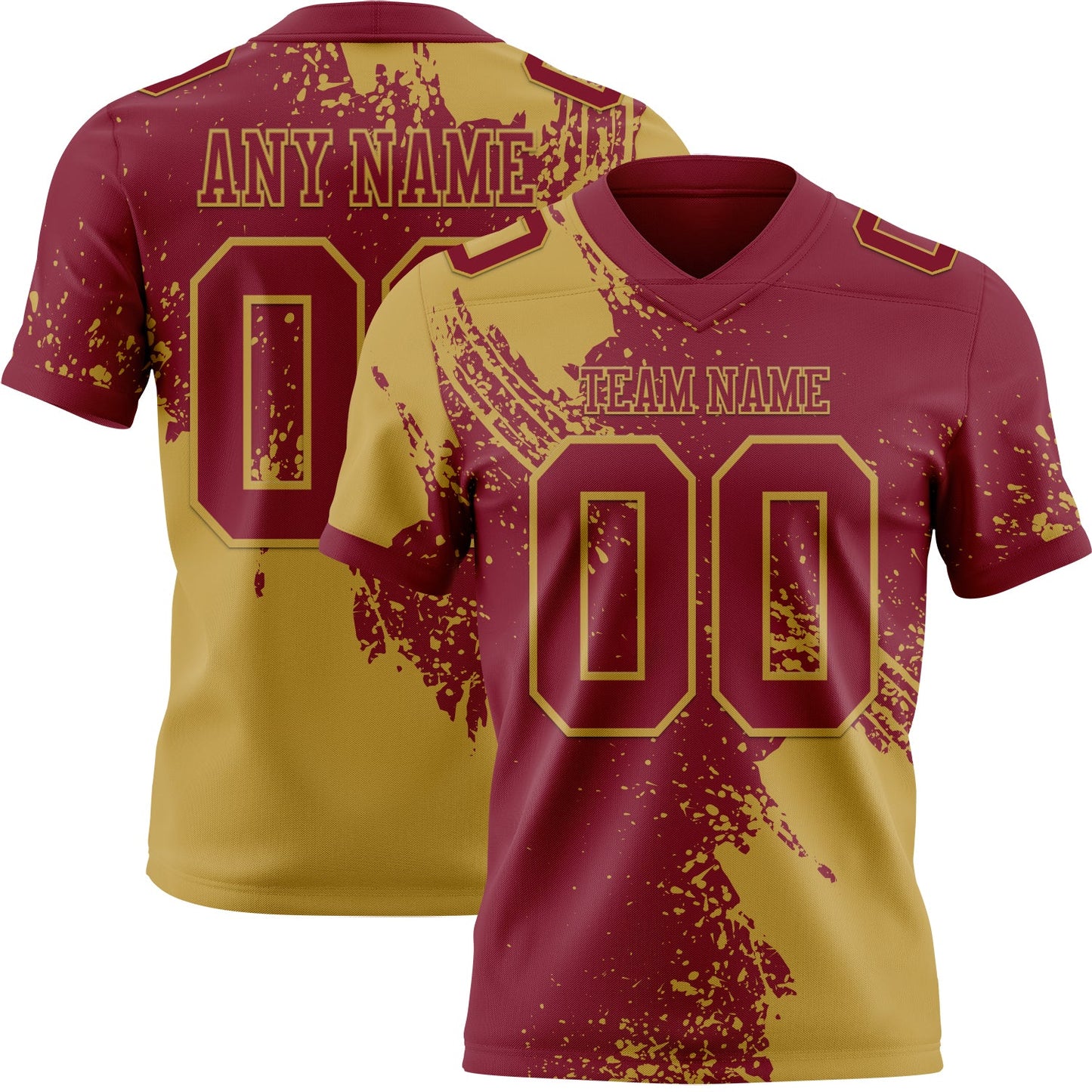 Custom Crimson Old Gold 3D Pattern Abstract Brush Stroke Mesh Authentic Football Jersey