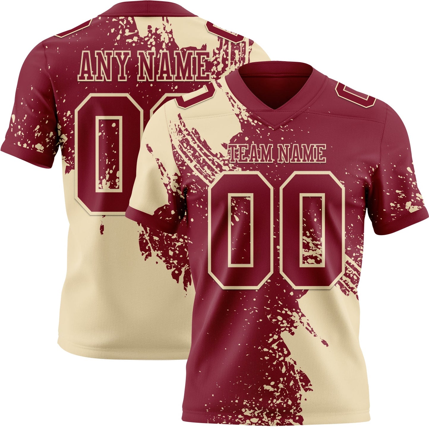 Custom Crimson Cream 3D Pattern Abstract Brush Stroke Mesh Authentic Football Jersey