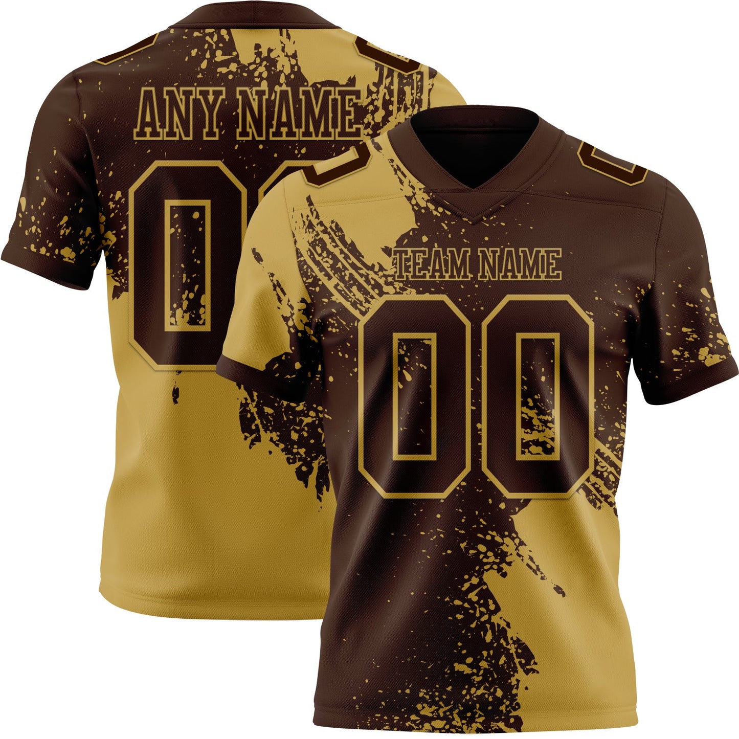 Custom Brown Old Gold 3D Pattern Abstract Brush Stroke Mesh Authentic Football Jersey