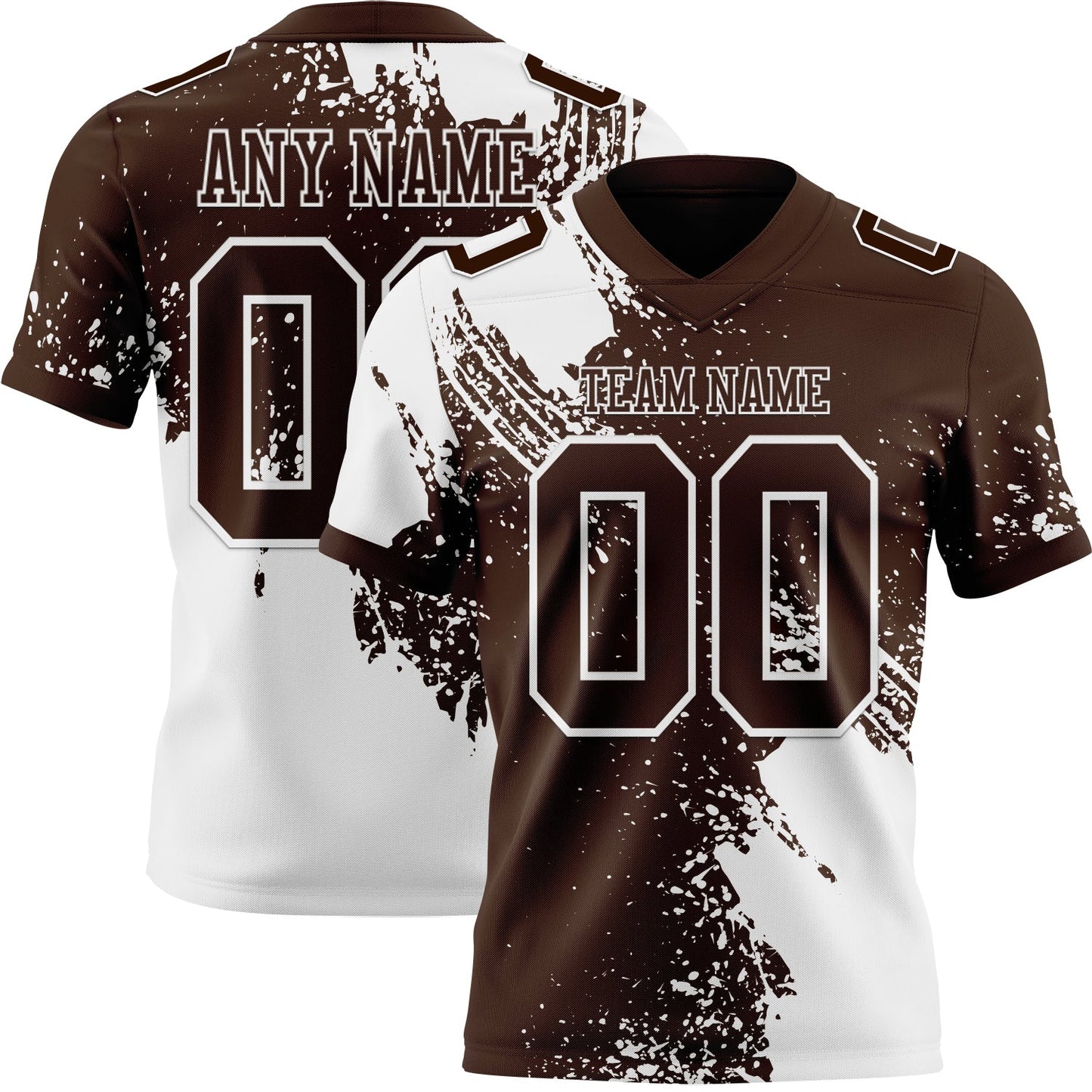 Custom Brown White 3D Pattern Abstract Brush Stroke Mesh Authentic Football Jersey