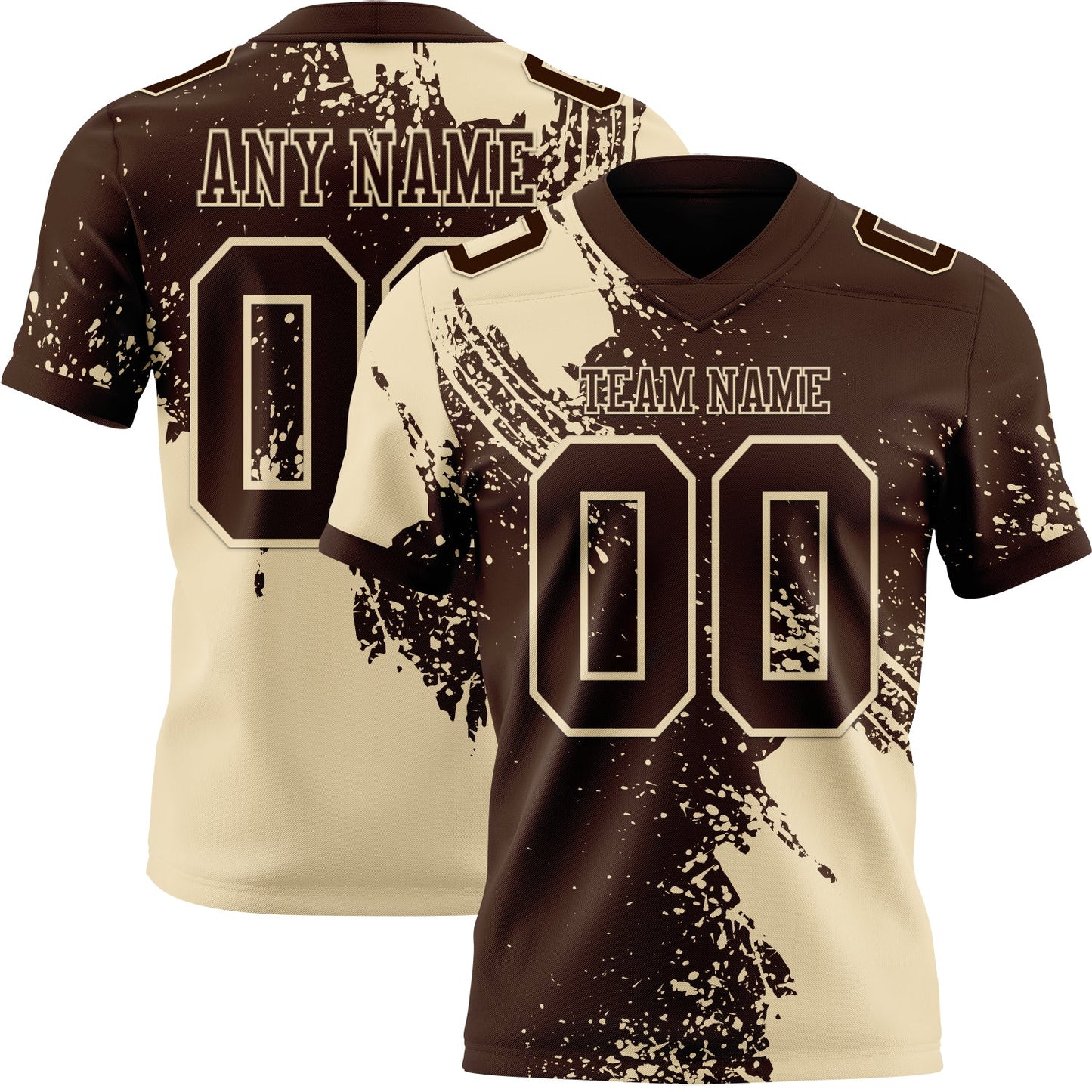 Custom Brown Cream 3D Pattern Abstract Brush Stroke Mesh Authentic Football Jersey