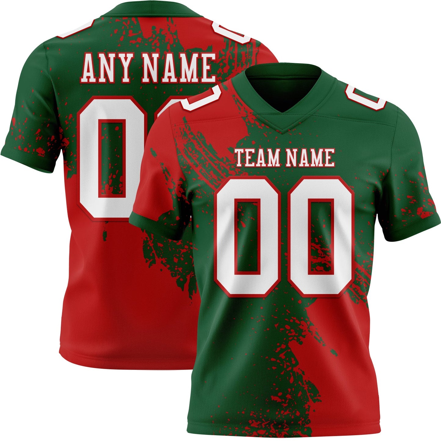 Custom Green White-Red 3D Pattern Abstract Brush Stroke Mesh Authentic Football Jersey