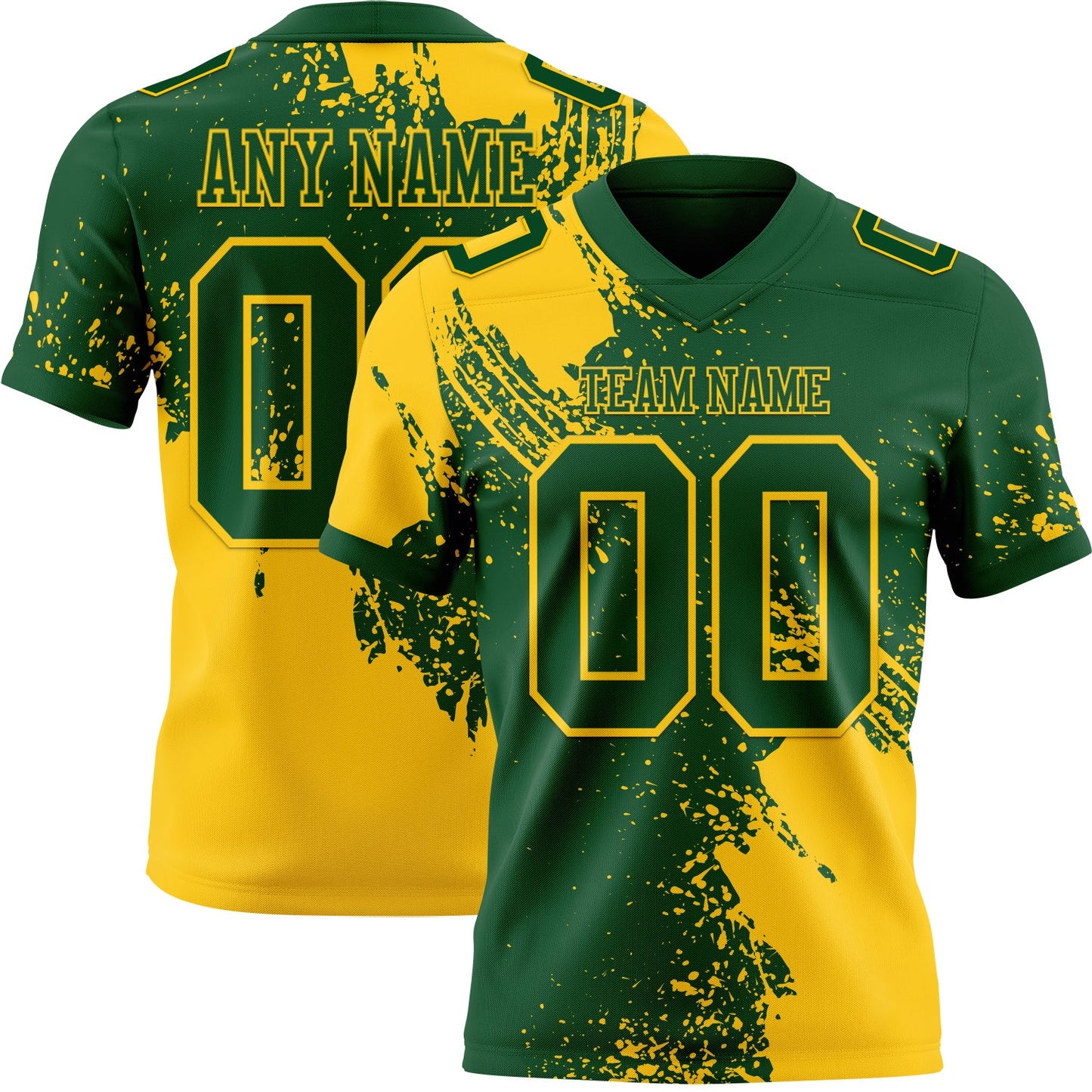 Custom Green Yellow 3D Pattern Abstract Brush Stroke Mesh Authentic Football Jersey