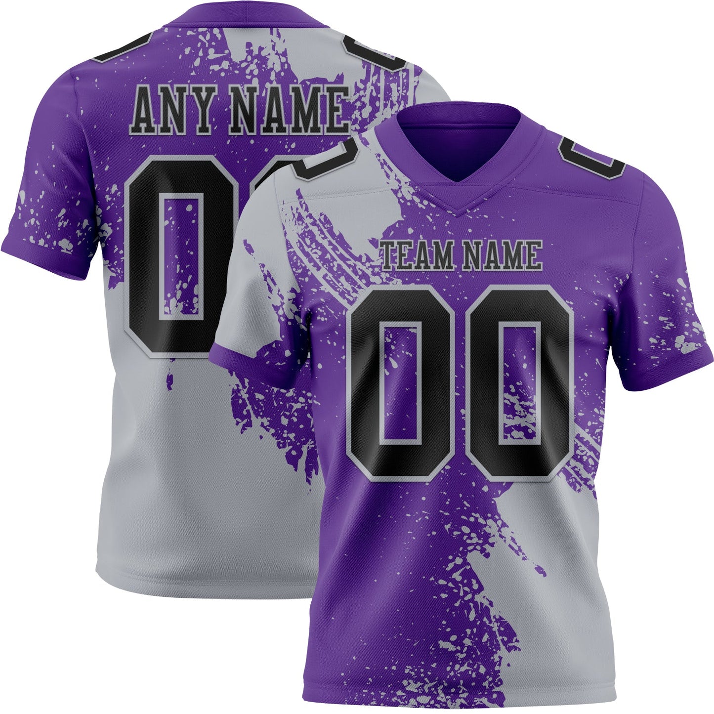 Custom Purple Black-Gray 3D Pattern Abstract Brush Stroke Mesh Authentic Football Jersey
