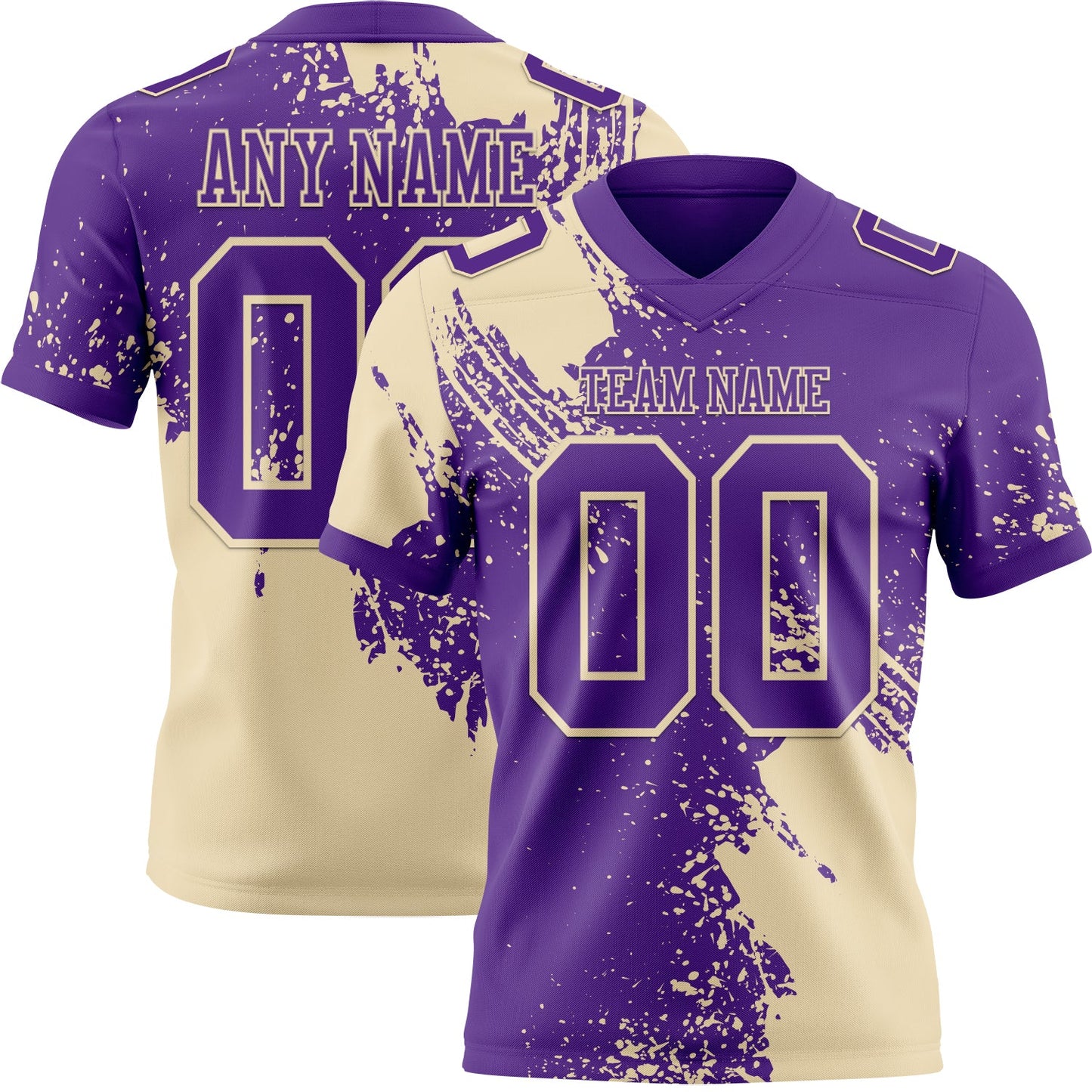 Custom Purple Cream 3D Pattern Abstract Brush Stroke Mesh Authentic Football Jersey