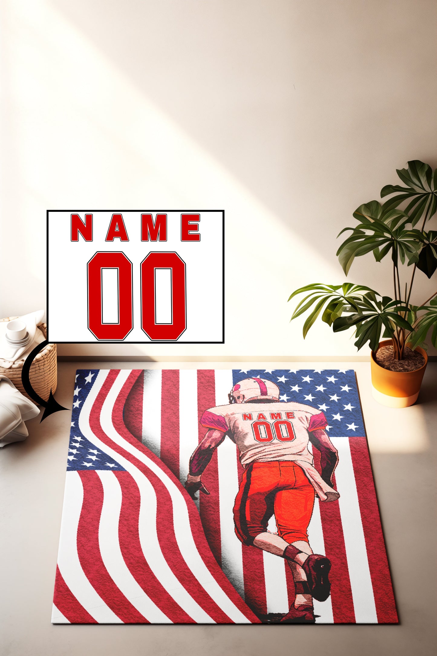 Personalized Football Name Number American Flag carpet
