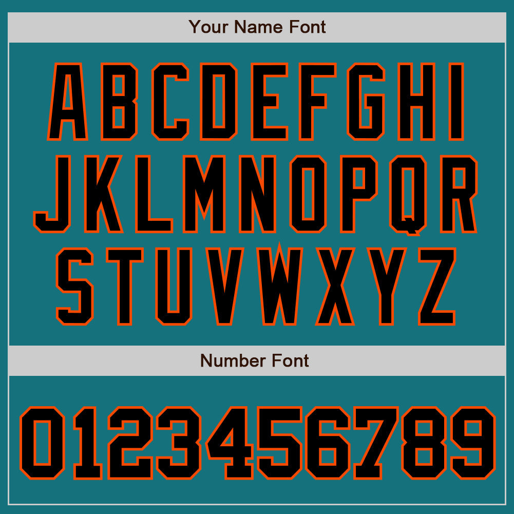 Custom Teal Black-Orange Authentic Baseball Jersey